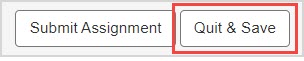 The Quit & Save button is immediately to the right of the Submit Assignment button.